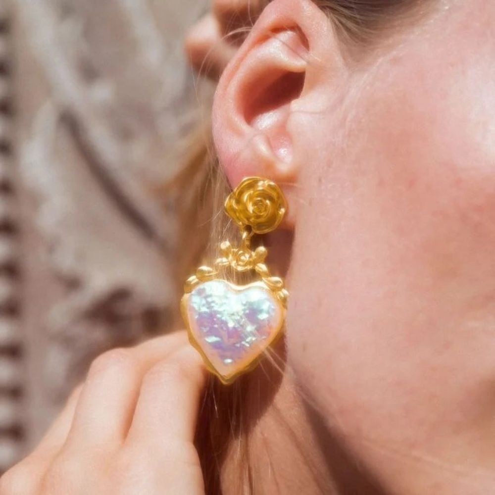 vintage heart earrings H165